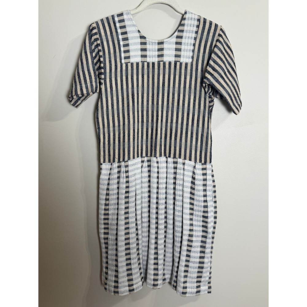 Ace & Jig Mixed Stripe Short Sleeve Mini Dress Blue Cream XS